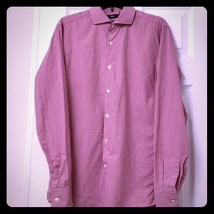 HUGO Red Pinstripe Men’s Formal Long Sleeves. 15.5